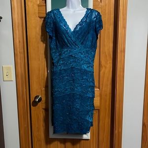 Beautiful teal lace and sequin cocktail dress.  Only worn once